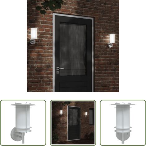 vidaXL Lampada da giardino -  Applique da Esterno Argento in Acciaio Inossidabile