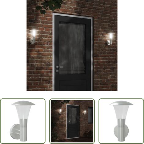 vidaXL Lampada da giardino -  Applique da Esterno Argento in Acciaio Inossidabile