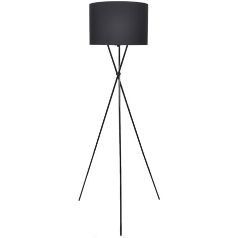 vidaXL Lampada da Pavimento con Supporto Nero 139 cm