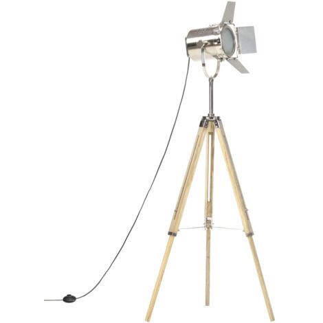 vidaXL Lampada da Terra a Treppiede Legno Massello di Mango 140 cm