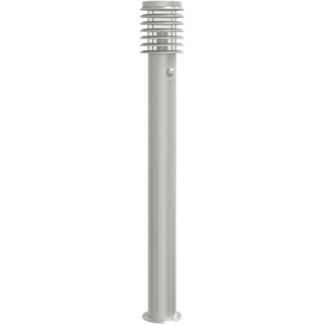 vidaXL Lampada da Terra per Esterni Sensore Argento 110 cm in Acciaio