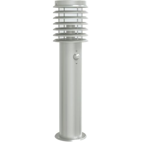vidaXL Lampada da Terra per Esterni Sensore Argento 60 cm in Acciaio