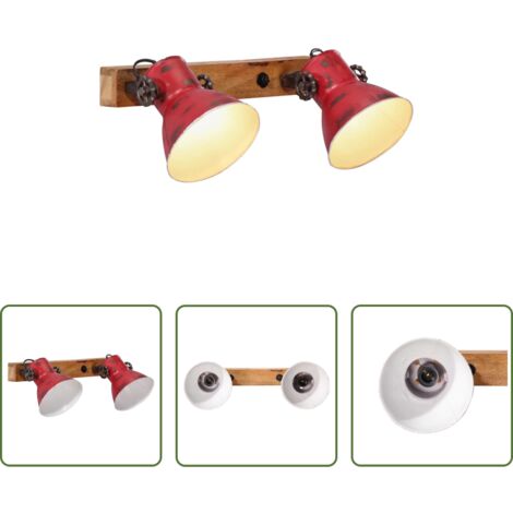 vidaXL Lampada in ferro -  Lampada a Parete 25 W Rosso Anticato 45x25 cm E27