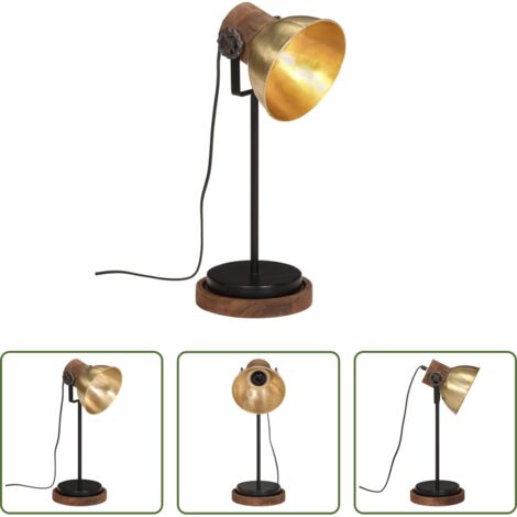 vidaXL Lampada in ferro -  Lampada a Scrivania 25 W Ottone Anticato 17x17x50 cm E27