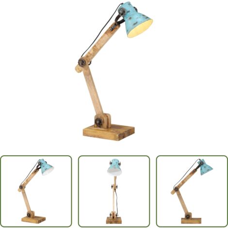 vidaXL Lampada in ferro -  Lampada da Scrivania 25 W Blu Anticato 23x18x96 cm E27