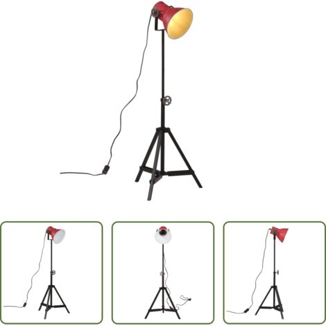 vidaXL Lampada in ferro -  Lampada da Terra 25 W Rosso Anticato 35x35x65/95 cm E27