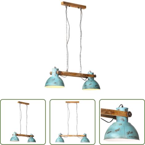 vidaXL Lampada in ferro -  Lampada Pensile 25 W Blu Anticato 85x28x109 cm E27