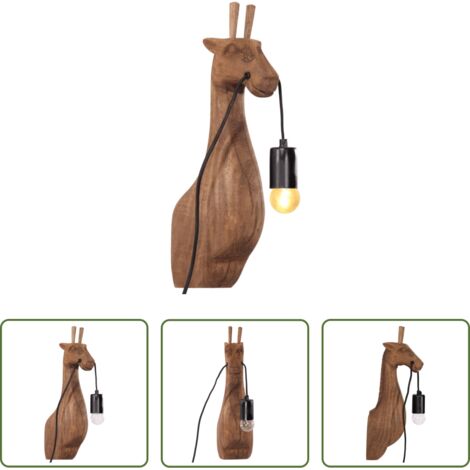 vidaXL Lampada in legno mango -  Lampada a Parete a Forma di Animale 25 W 12x12x42 cm E27