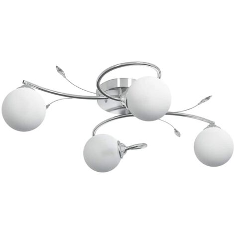 vidaXL Lampada Soffitto con Paralumi Tondi in Vetro per 4 Luci LED G9