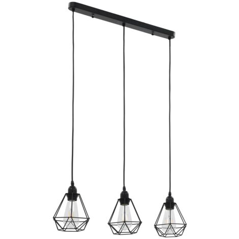 vidaXL Lampadario con Design Diamante Nero 3 Lampadine E27