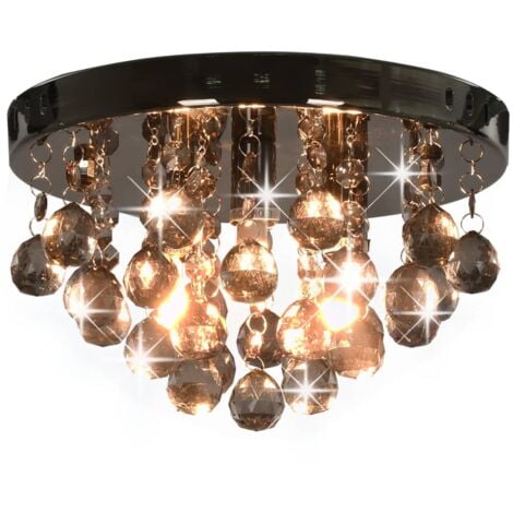 vidaXL Lampadario con Perle Fum� Tondo Nero G9