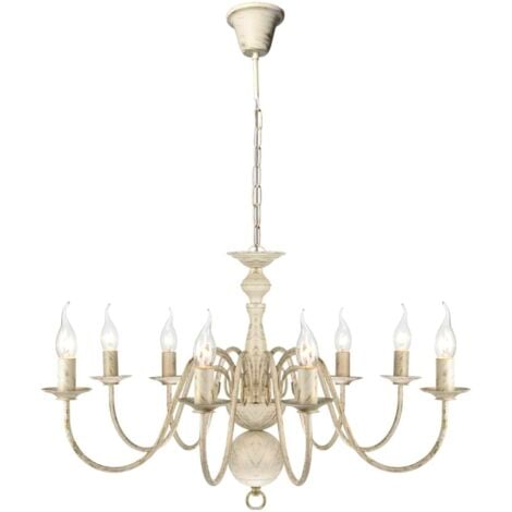 vidaXL Lampadario Stile Antico Metallo Bianco 8 Lampadine E14