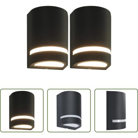 vidaXL Lampade da parete alluminio -  Lampade da Parete da Esterno 2 pz 35 W Nere Semicircolari