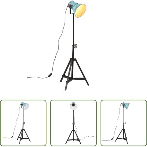 vidaXL Lámpara azul desgastado -  Lámpara de pie azul desgastado 25 W E27 35x35x65/95 cm
