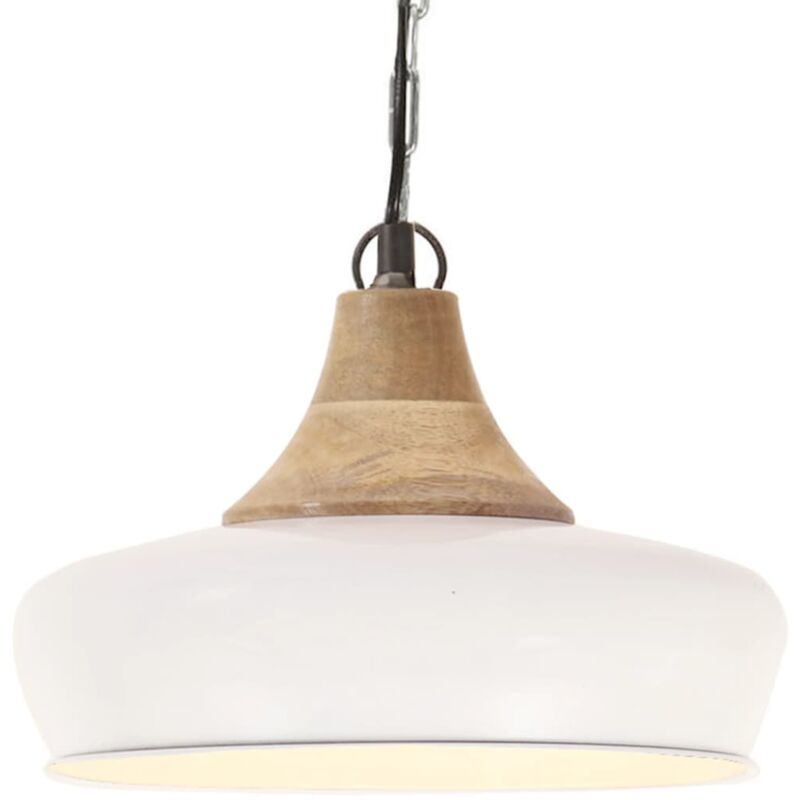 

vidaXL Lámpara colgante industrial hierro blanco y madera 26 cm E27 - Blanco
