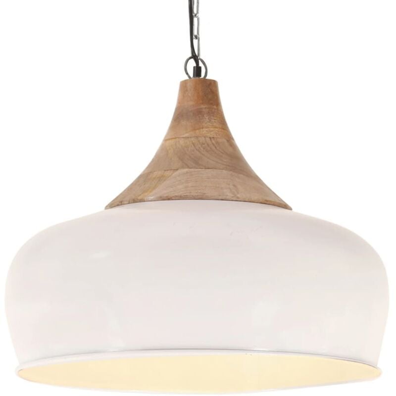 

vidaXL Lámpara colgante industrial hierro blanco y madera 45 cm E27 - Blanco