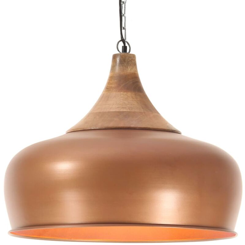 

vidaXL Lámpara colgante industrial hierro cobre y madera 45 cm E27 - Marrón