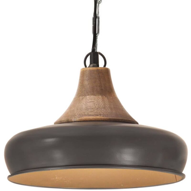 

vidaXL Lámpara colgante industrial hierro gris y madera 26 cm E27 - Gris