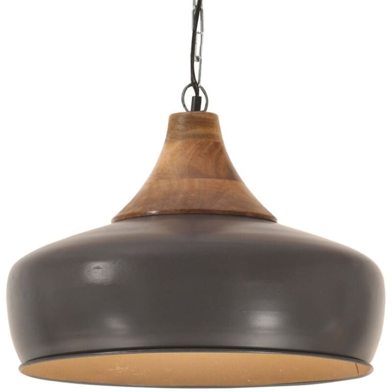 

vidaXL Lámpara colgante industrial hierro gris y madera 35 cm E27 - Gris
