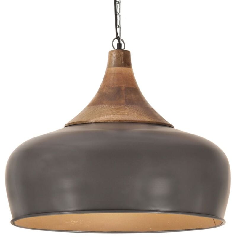 

vidaXL Lámpara colgante industrial hierro gris y madera 45 cm E27 - Gris