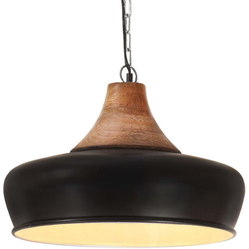 

vidaXL Lámpara colgante industrial hierro negro y madera 26 cm E27 - Negro