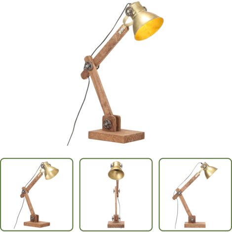 vidaXL Lámpara de escritorio -  Lámpara de mesa industrial redonda latón 58x18x90 cm E27