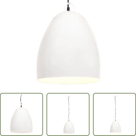 vidaXL Lámpara de estilo industrial -  Lámpara colgante industrial redonda 25 W blanca 42 cm E27