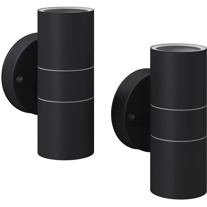 

vidaXL 2x Lámparas de Pared Exterior Foco LED Acero Luz Descendente/Luz Ascendente-Descendente - Negro