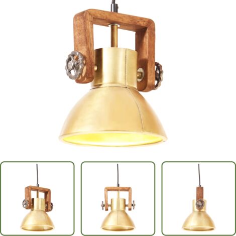 vidaXL Lámpara de hierro -  Lámpara colgante industrial redonda 25 W latón 19 cm E27