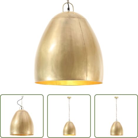 vidaXL Lámpara de hierro latón -  Lámpara colgante industrial redonda 25 W latón 42 cm E27
