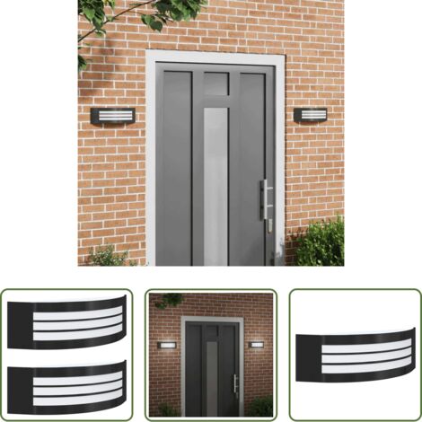 vidaXL Lámpara de jardín -  Luz de pared exterior 2 pcs Negro 32 x 10 x 10 cm