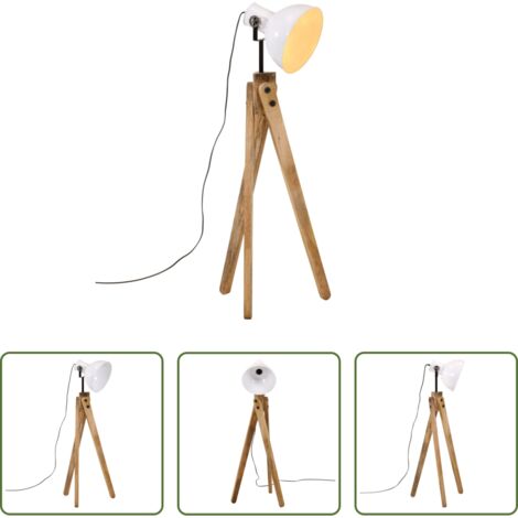 vidaXL Lámpara de madera -  Lámpara de pie blanco 25 W E27 45x45x120 cm