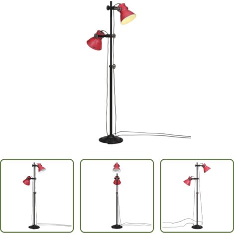 vidaXL Lámpara de madera -  Lámpara de pie rojo desgastado 25 W E27 25x25x90/140 cm