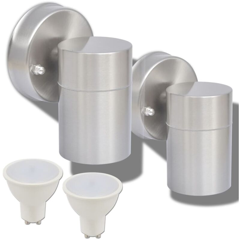 

vidaXL Lámpara de pared exterior 2 uds acero inoxidable descendente - Plateado