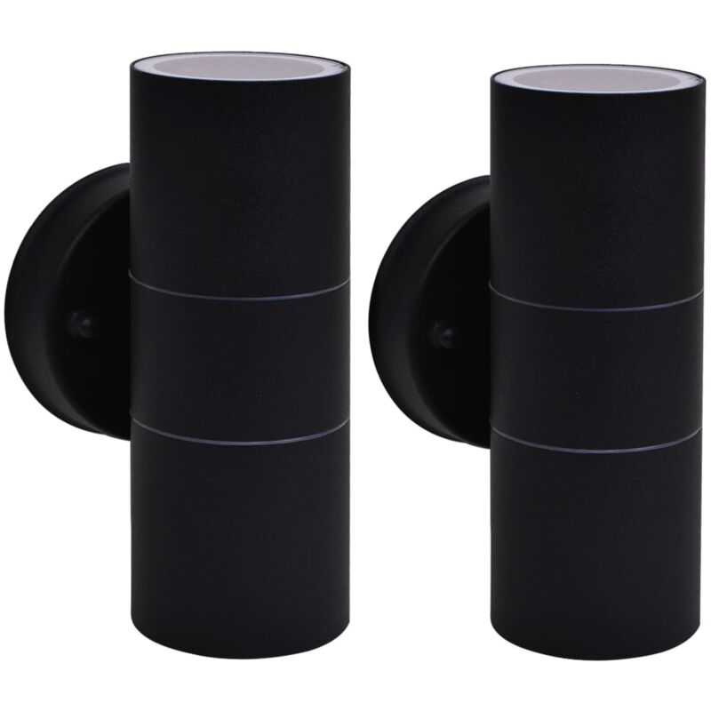 

vidaXL 2x Lámparas de Pared Exterior Foco LED Acero Luz Descendente/Luz Ascendente-Descendente - Negro