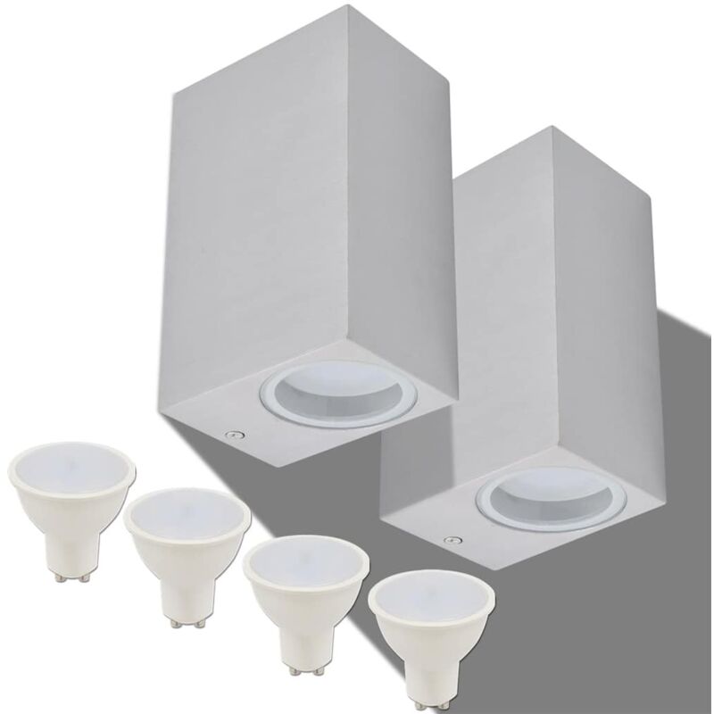 

vidaXL 2x Lámparas de Pared de Jardín Aluminio LED Ascendente y Descendente Cuadrada - Plateado