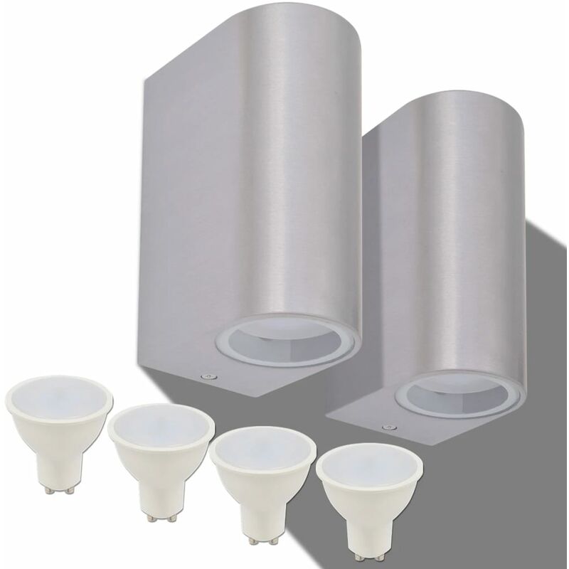 

vidaXL 2x Lámparas de Pared de Jardín Aluminio LED Ascendente y Descendente Redonda - Plateado