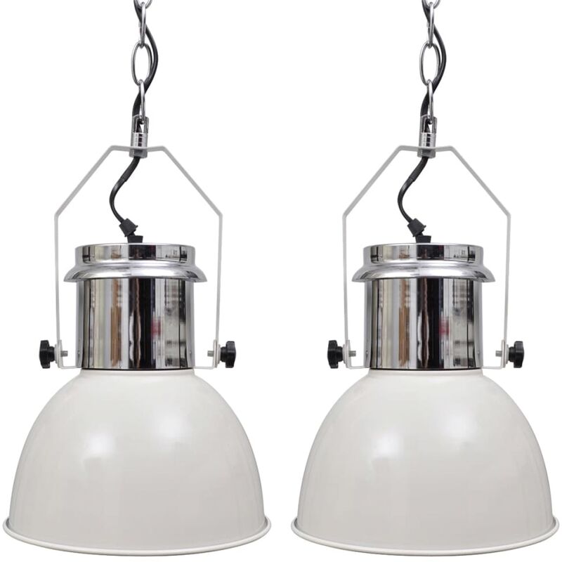

vidaXL Lámpara de Techo Altura Ajustable Moderna Metal 2 Unidades Blanco - Blanco