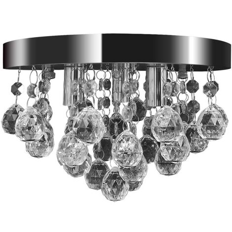 main image of "vidaXL Lámpara de techo de cristal diseño cromado - Transparente"