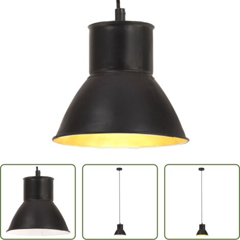 vidaXL Lámpara de techo -  Lámpara colgante redonda negra 25 W 17 cm E27