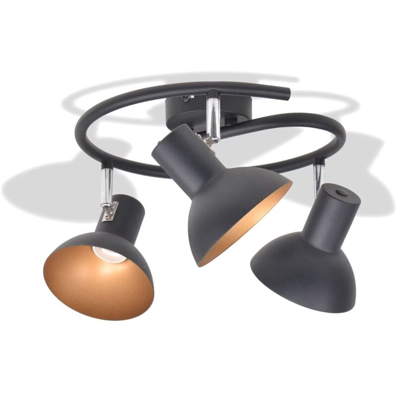 

vidaXL Lámpara de techo para 3 bombillas E27 negra y dorada - Multicolor