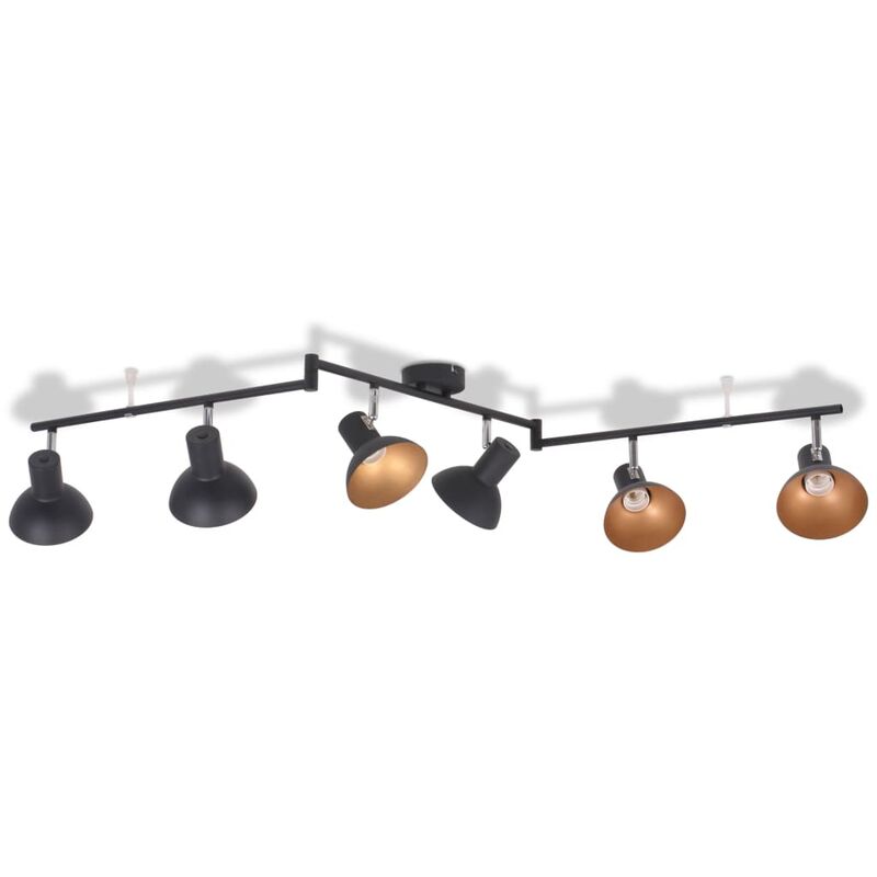 

vidaXL Lámpara de techo para 6 bombillas E27 negra y dorada - Multicolor