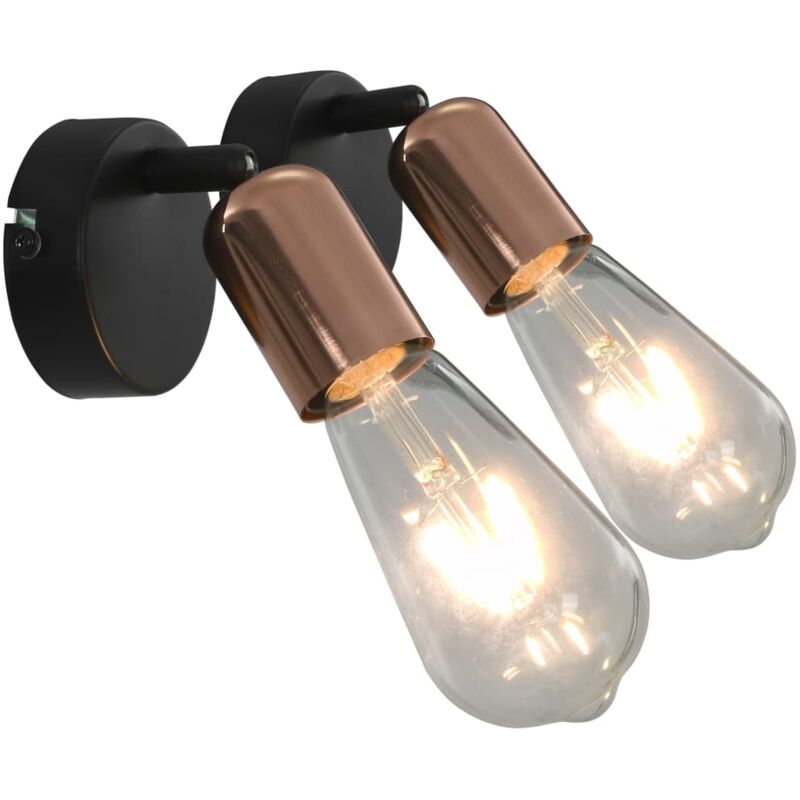 

vidaXL Lámpara de Focos E27 Negro y Cobre 2 Unidades - Negro