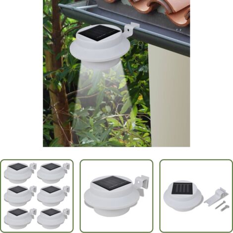 vidaXL Lámpara LED - Foco solar blanco para vallas de jardín, 6 unidades