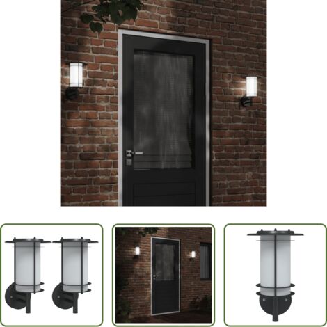 vidaXL Lámparas de jardín -  Apliques de exterior 2 unidades acero inoxidable negro