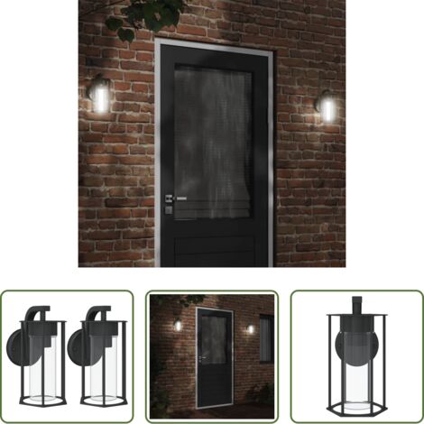 vidaXL Lámparas de jardín -  Apliques de exterior 2 unidades acero inoxidable negro