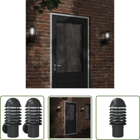 vidaXL Lámparas de jardín -  Apliques de exterior 2 unidades acero inoxidable negro