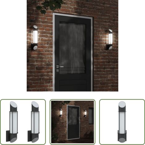 vidaXL Lámparas de jardín -  Apliques de exterior 2 unidades acero inoxidable negro