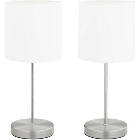 vidaXL Lámparas de mesa 2 unidades con botón táctil blanco E14 - Blanco