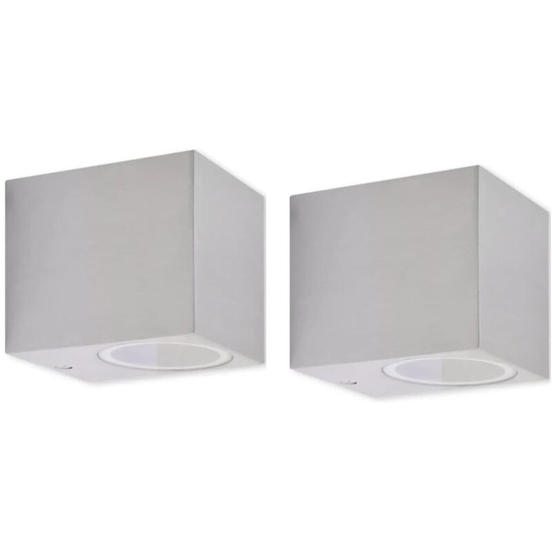 

vidaXL Lámparas de pared cúbicas para exteriores 2 piezas - Plateado